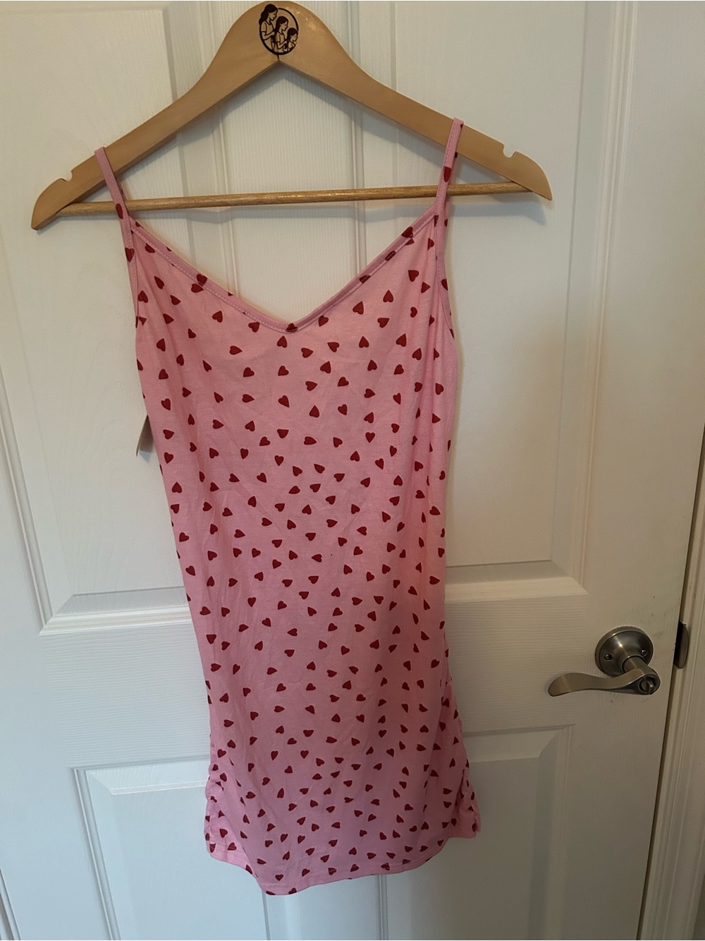 ROMWE Pink Slip Dress with Red Heart Print size small
